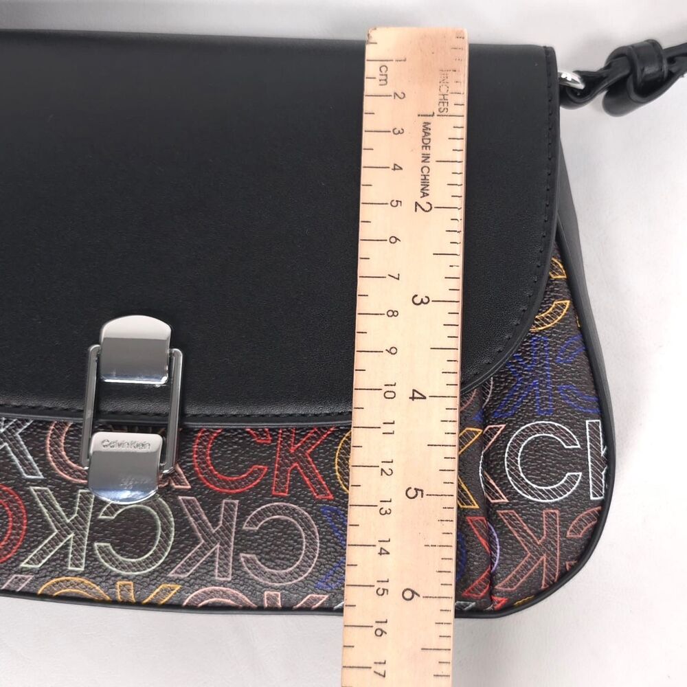 CALVIN KLEIN Women’s New Shoulder Bag Brown Black CK Logo Multicolor H6DZJVI4 - Picture 2 of 9